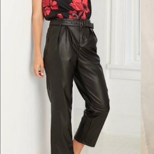 Who What Wear Women’s Size 16 High Rise Faux Leather Belted Pleated Front Pants